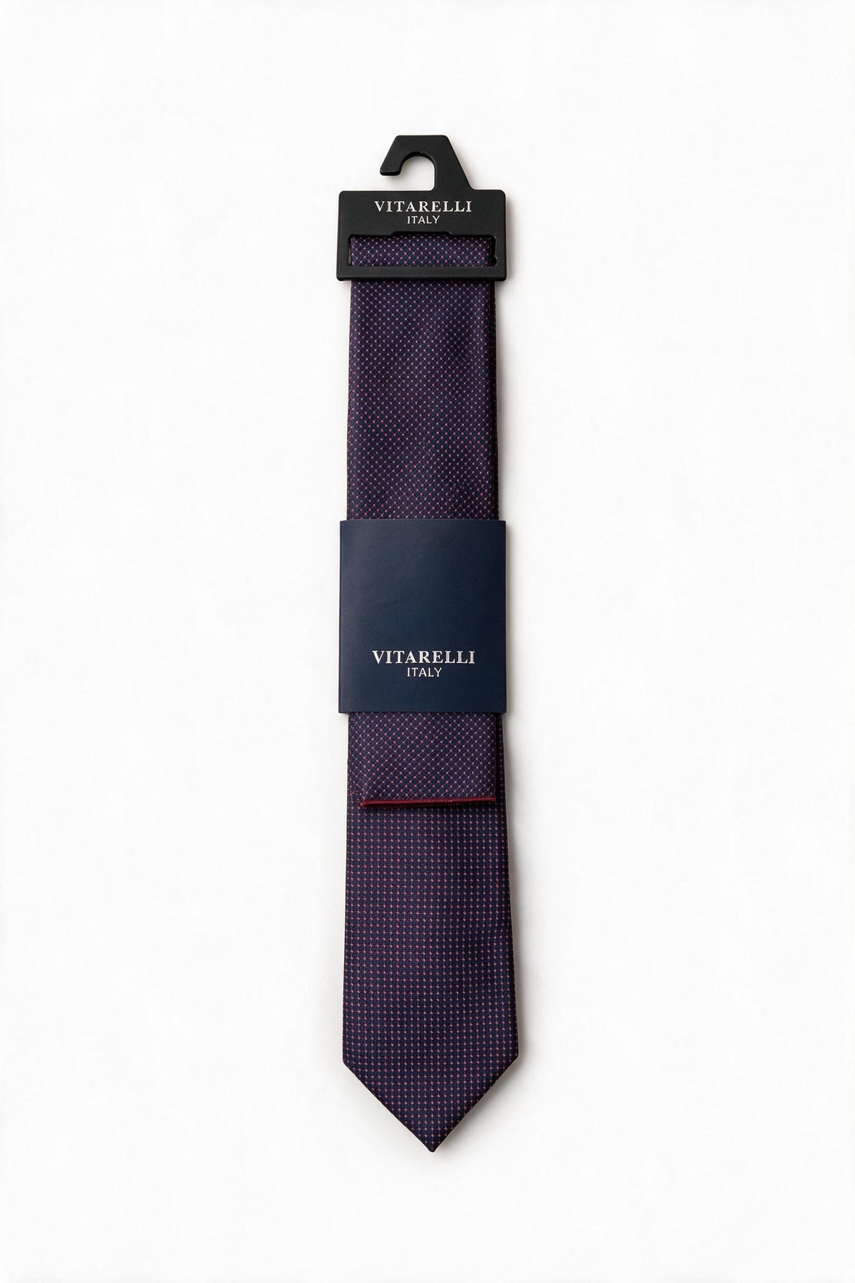 Premium Vitarelli 8cm patterned tie with pocket square