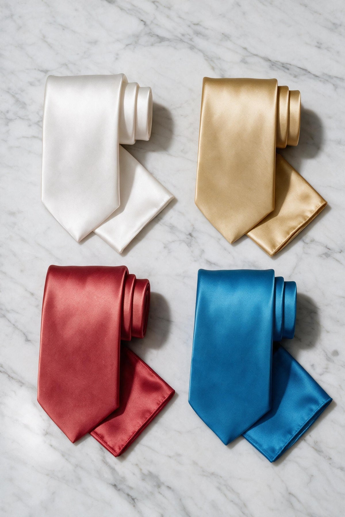 Solid Ties with Pocket Square 6Cm