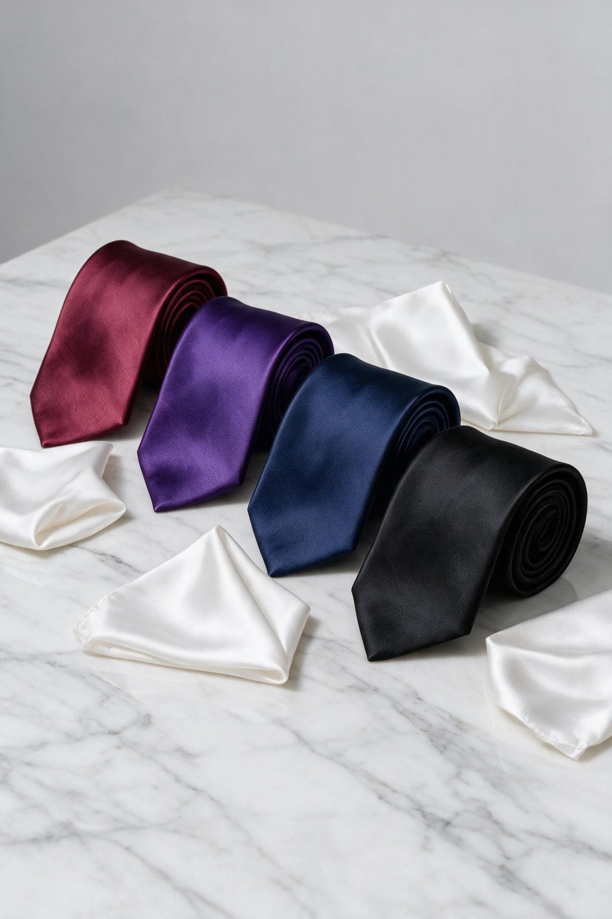 7.5cm solid tie with matching pocket square