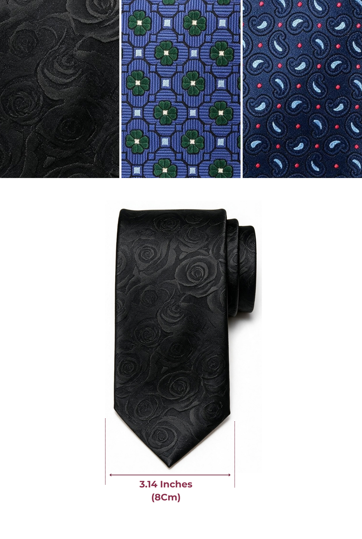 8cm patterned tie with matching pocket square
