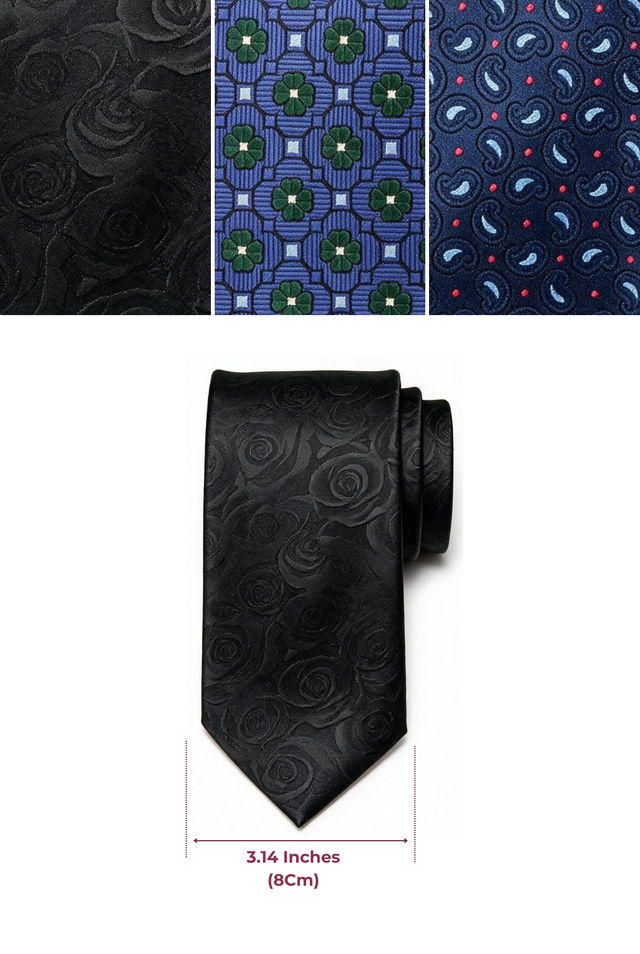 8cm patterned tie with matching pocket square