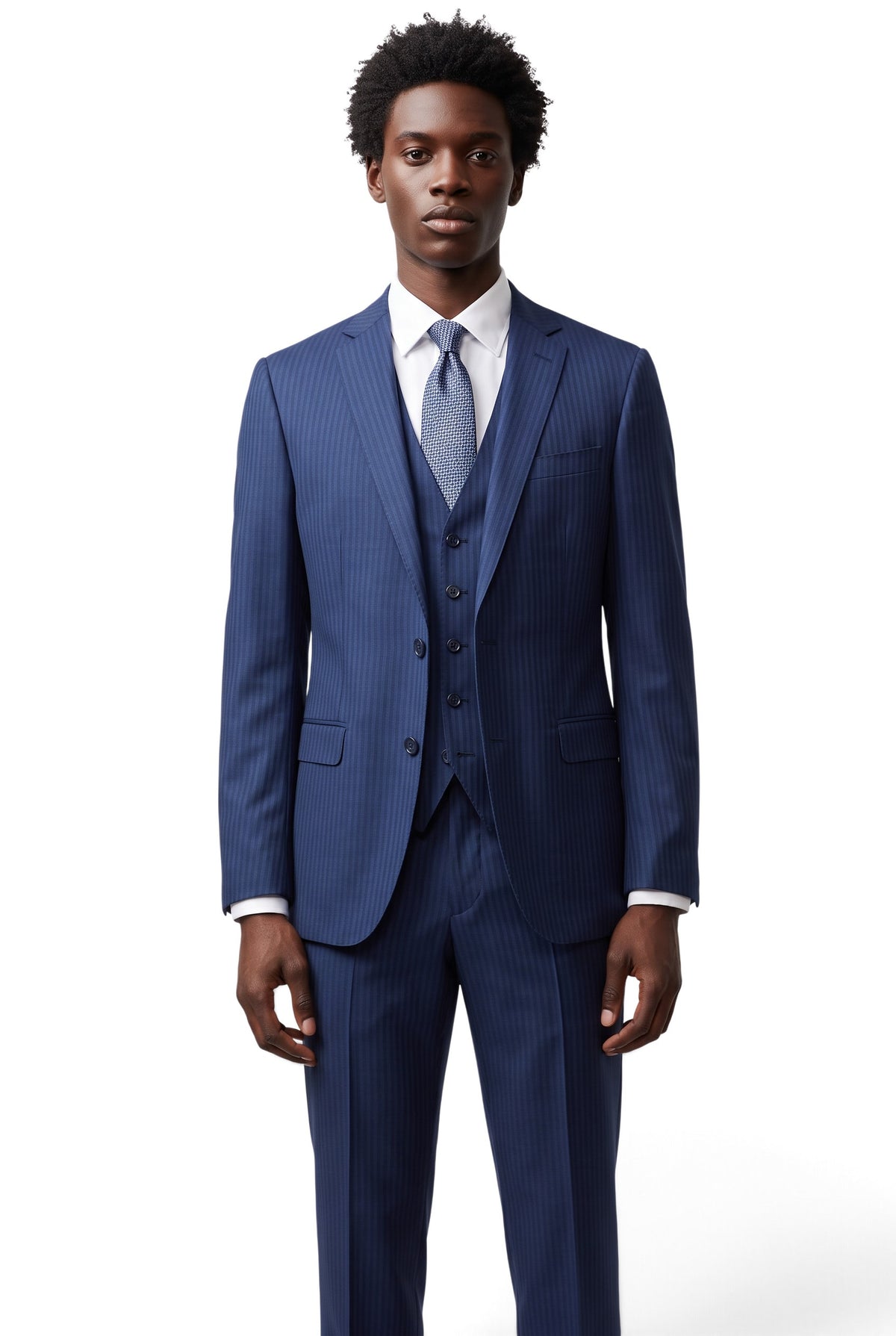 Vitarelli blue pinstripe euro fit suit, style 910115