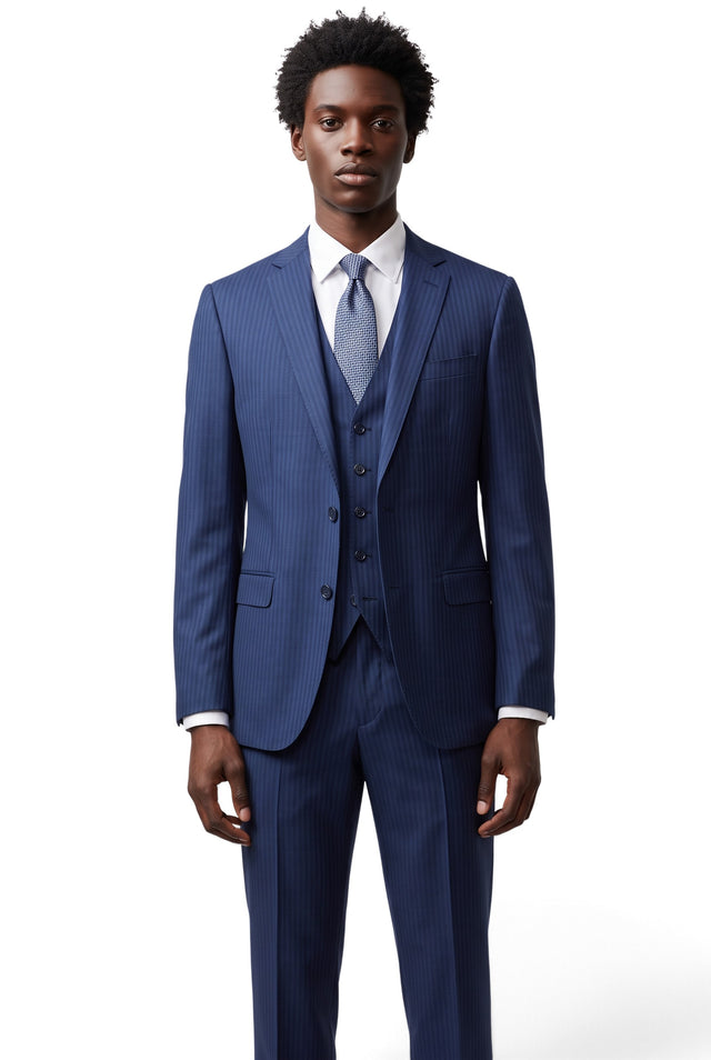 Vitarelli blue pinstripe euro fit suit, style 910115