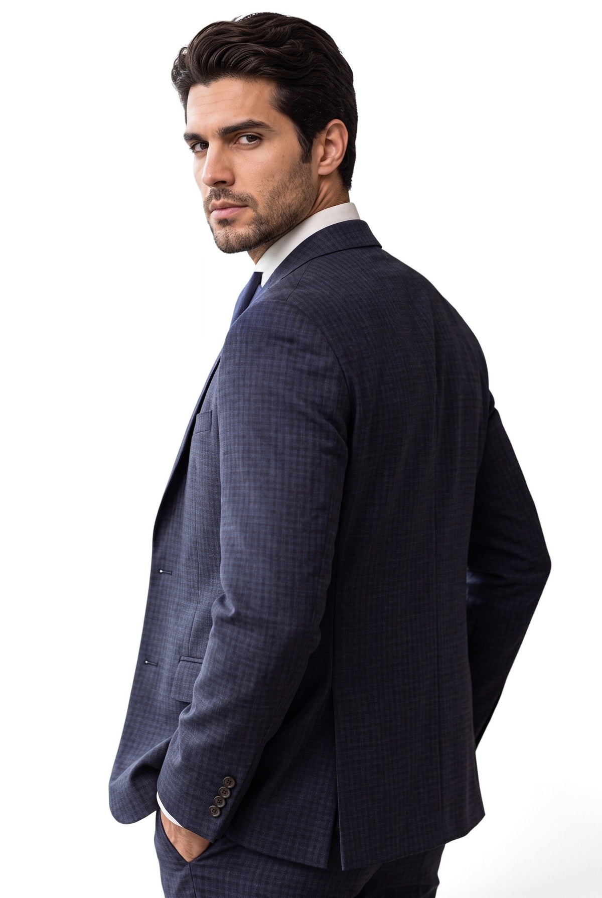 Vitarelli navy 2-piece wool suit, style 23170
