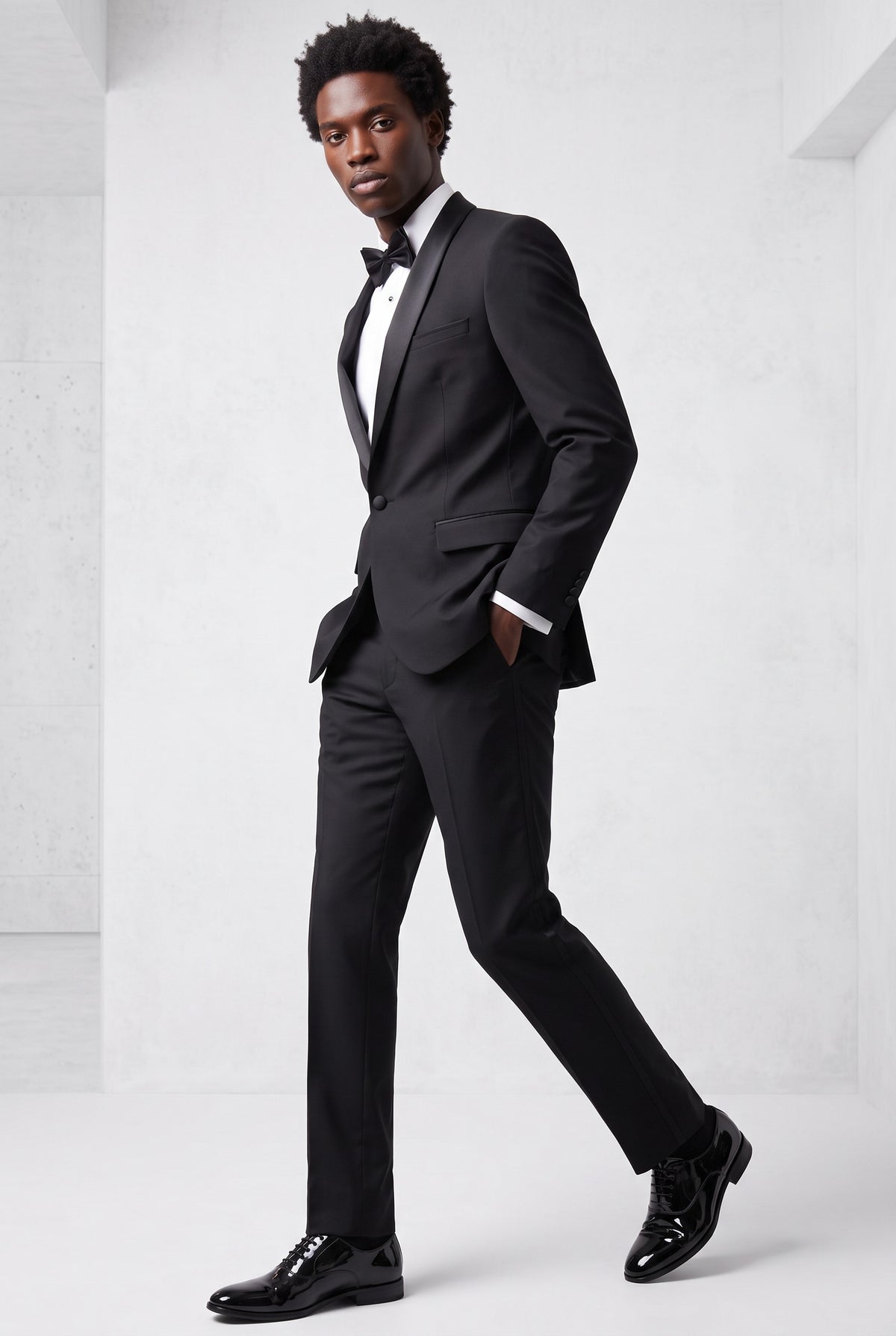 Fusion black slim fit shawl lapel tuxedo, style HT01BLKSB1TS