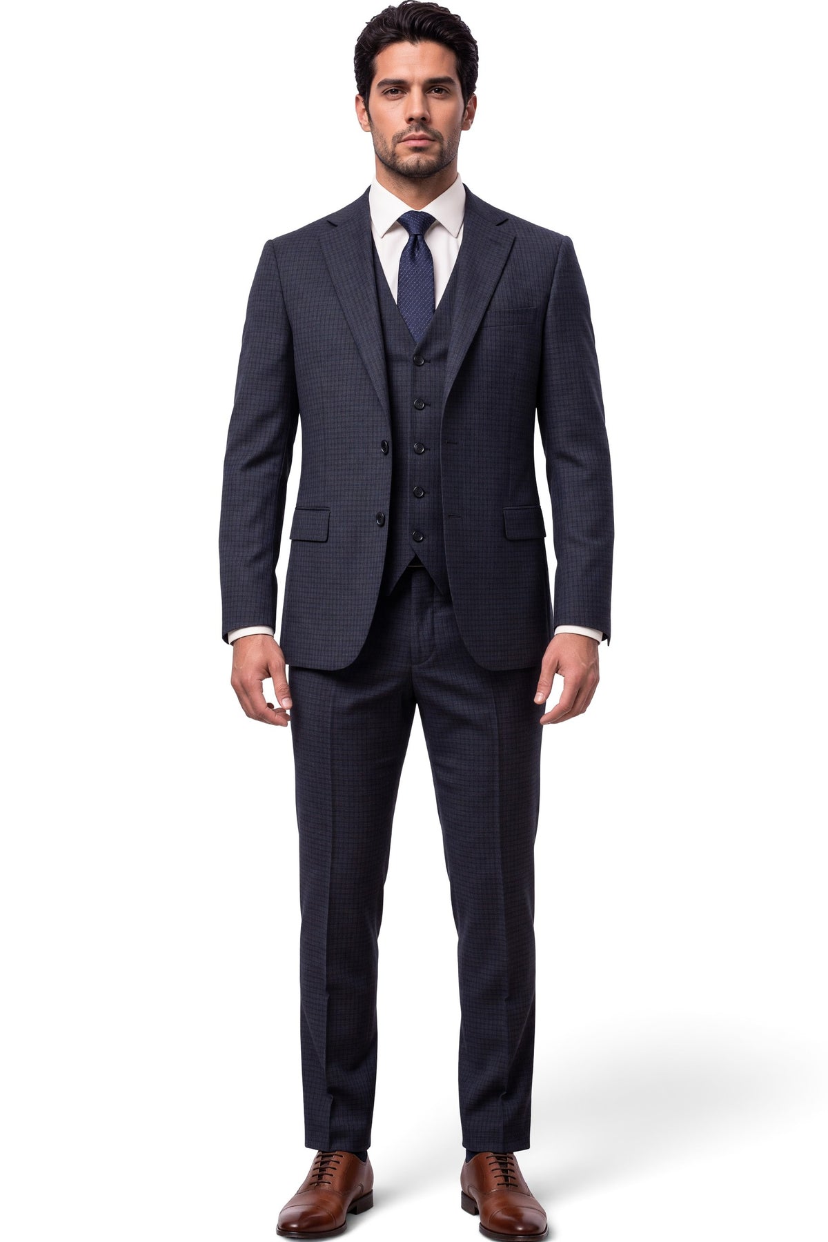 Vitarelli navy 2-piece wool suit, style 23170