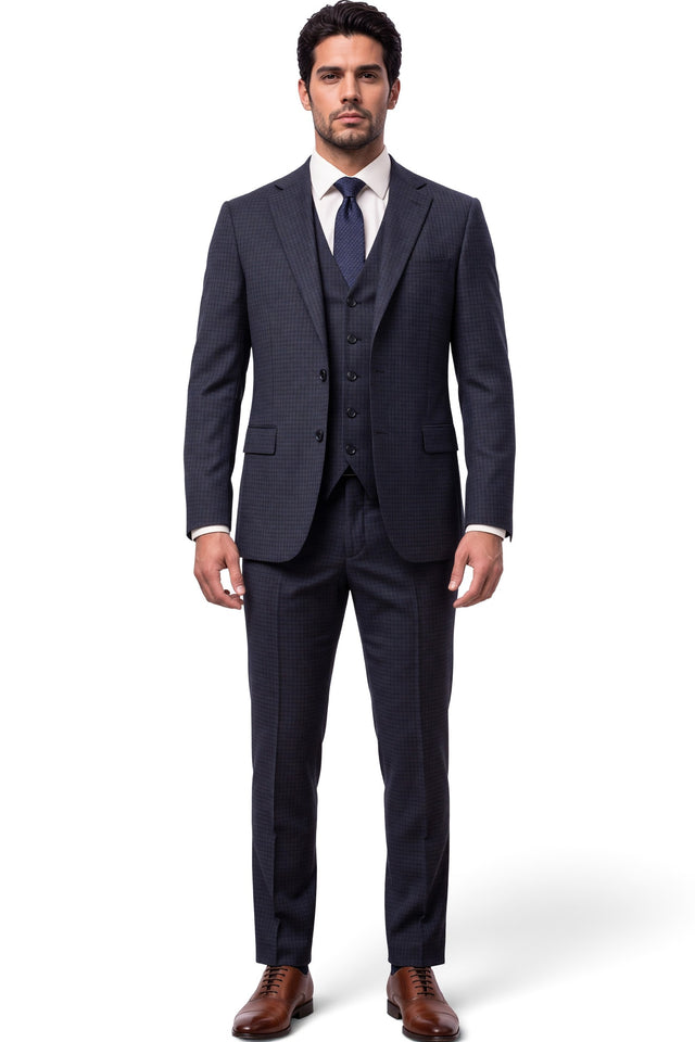 Vitarelli navy 2-piece wool suit, style 23170