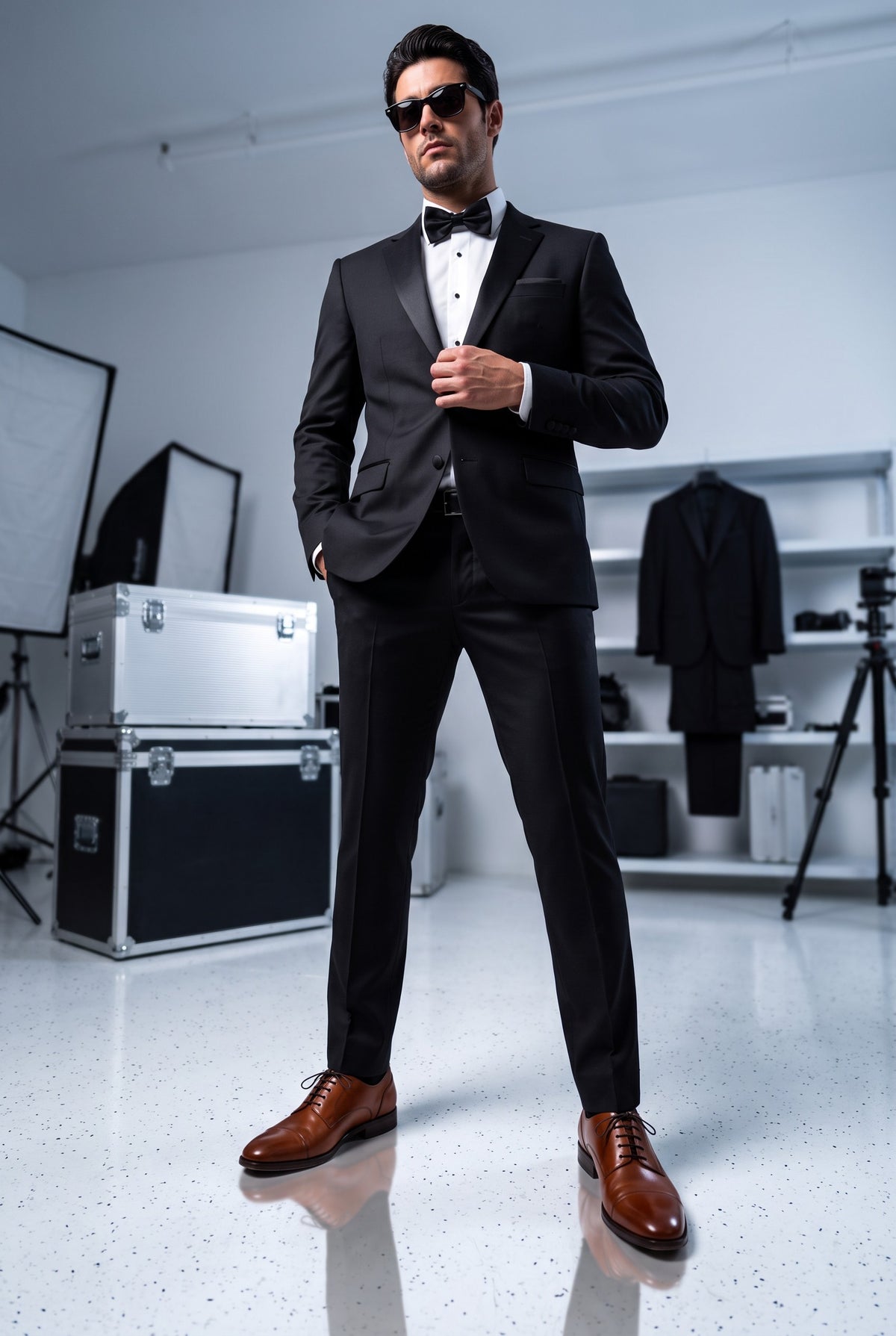 Fusion black notch lapel tuxedo, style HT01BLKSB2TN