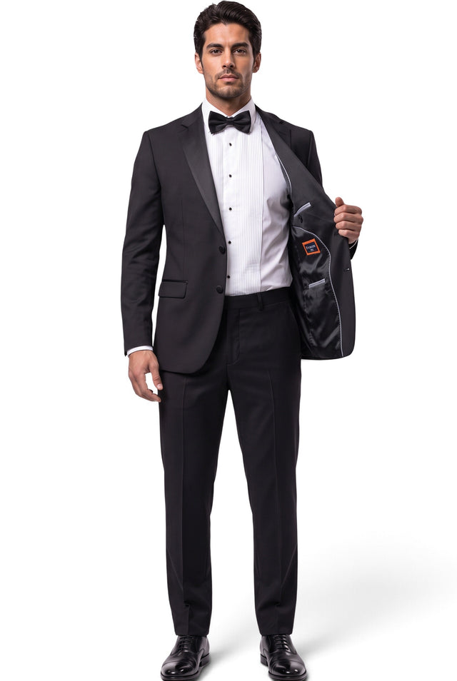 Fusion black notch lapel tuxedo, style HT01BLKSB2TN