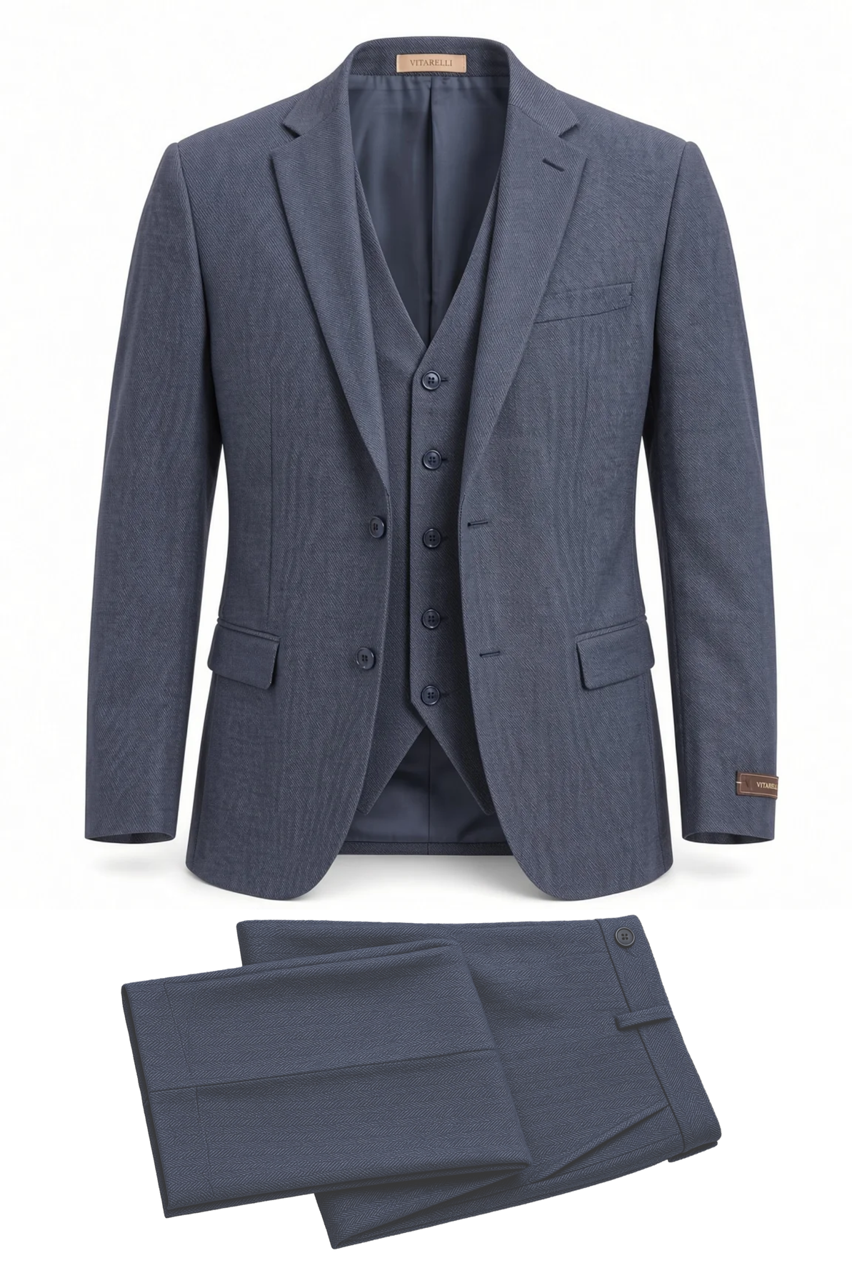 Vitarelli Single-Breasted Notch Lapel 3-Piece Suit – Navy (AVIGOHNVYSB2V)