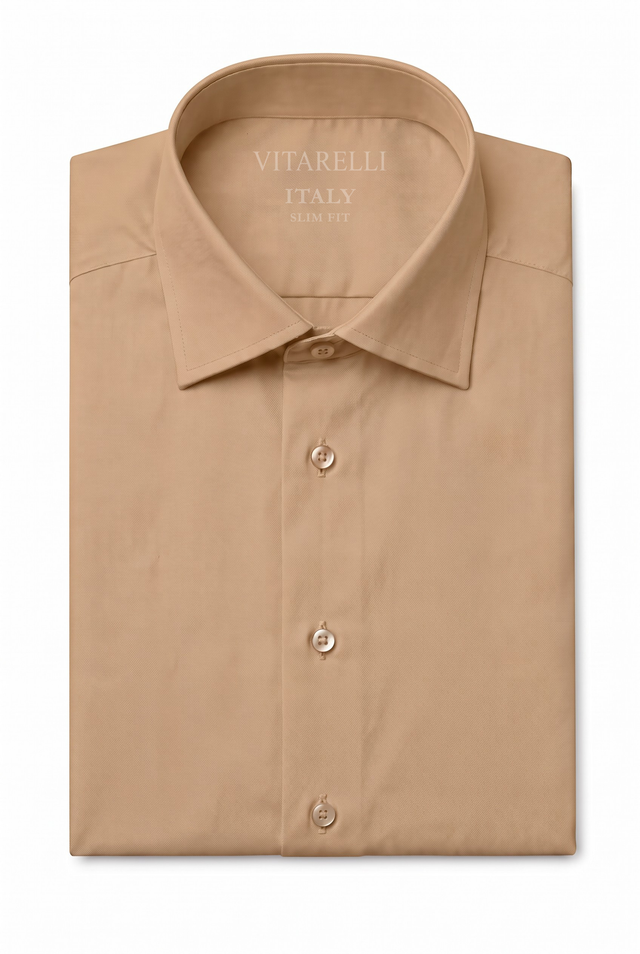 Vitarelli solid line slim fit dress shirt