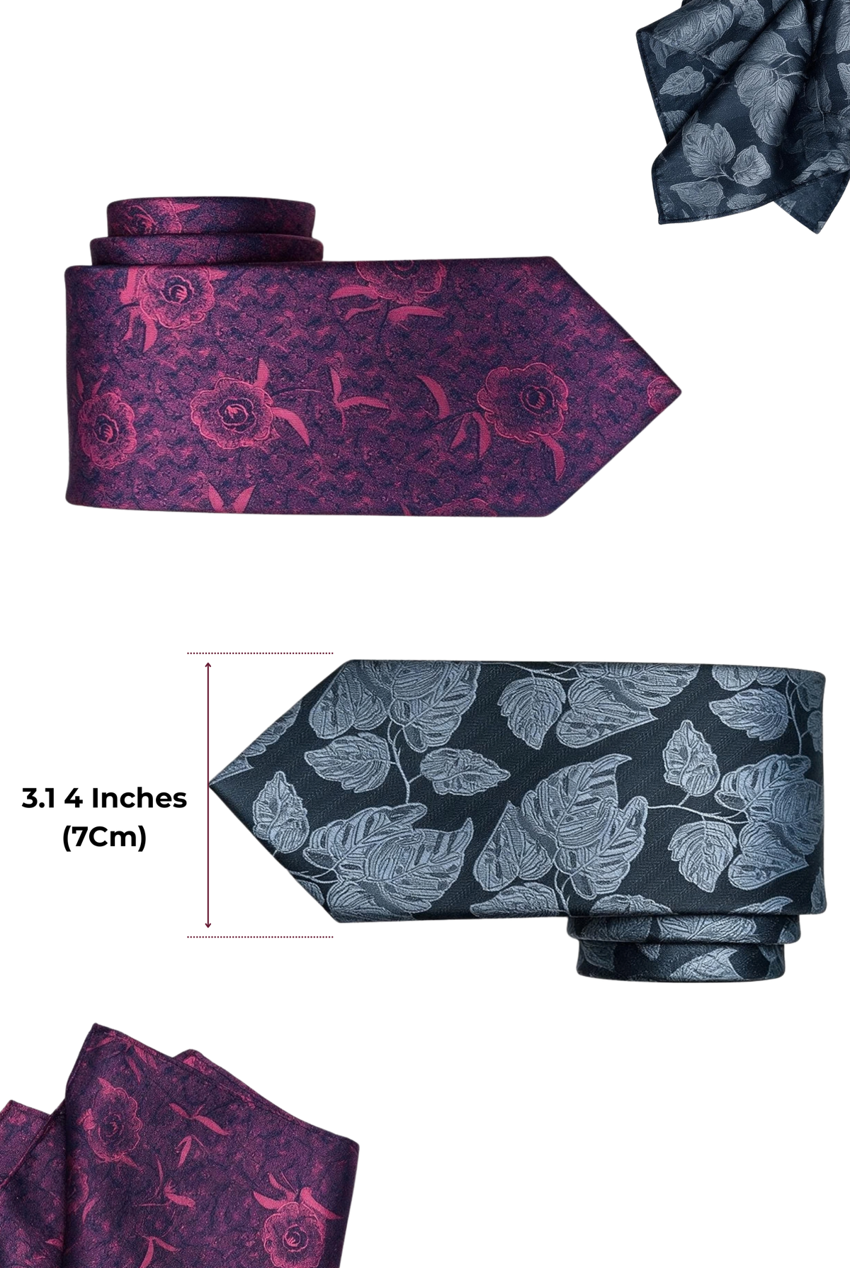 7cm patterned tie with matching pocket square