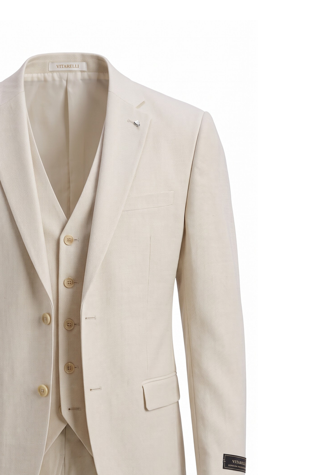Vitarelli tan 3-piece Balencia fit suit, style 1525