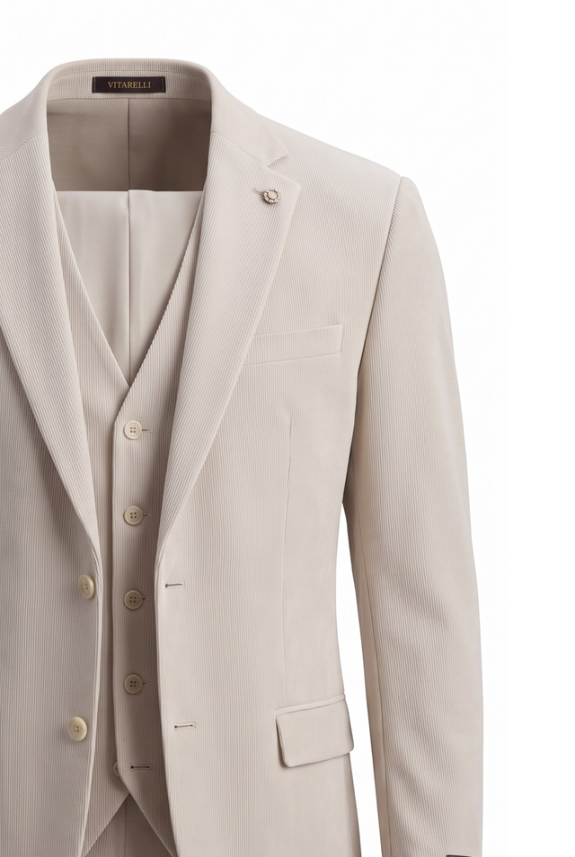 Vitarelli tan 3-piece Balencia fit suit, style 314426