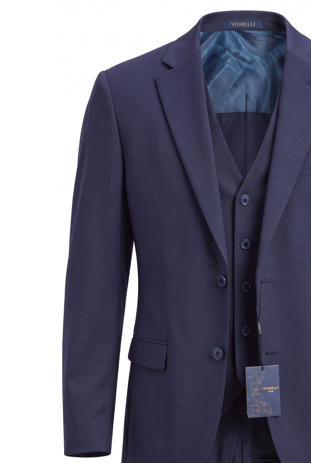 Vitarelli Air unlined 3-piece suit in dark navy, style 15151