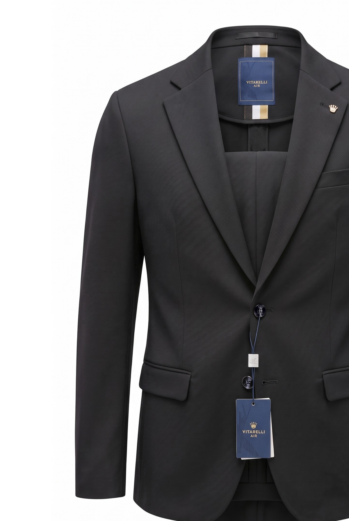 Vitarelli Air Knit Stretch 2-Piece Suit – Black (146751)