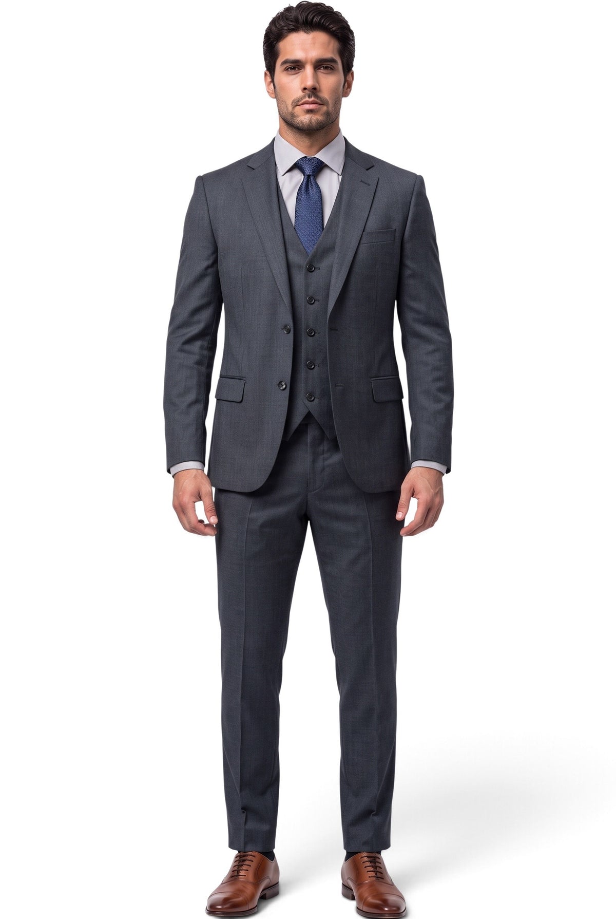 Vitarelli gray wool blend 3-piece suit, style 314433