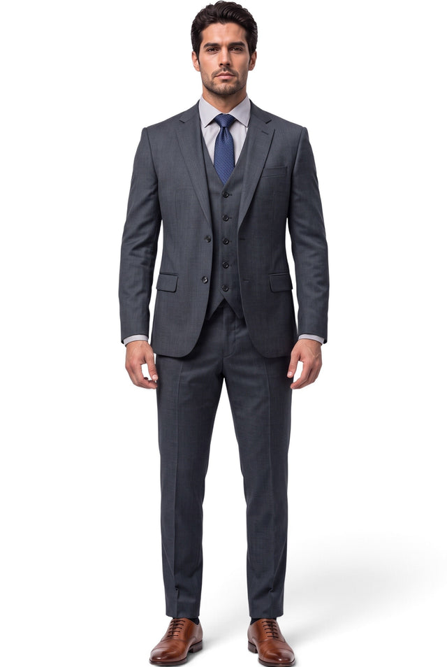 Vitarelli gray wool blend 3-piece suit, style 314433