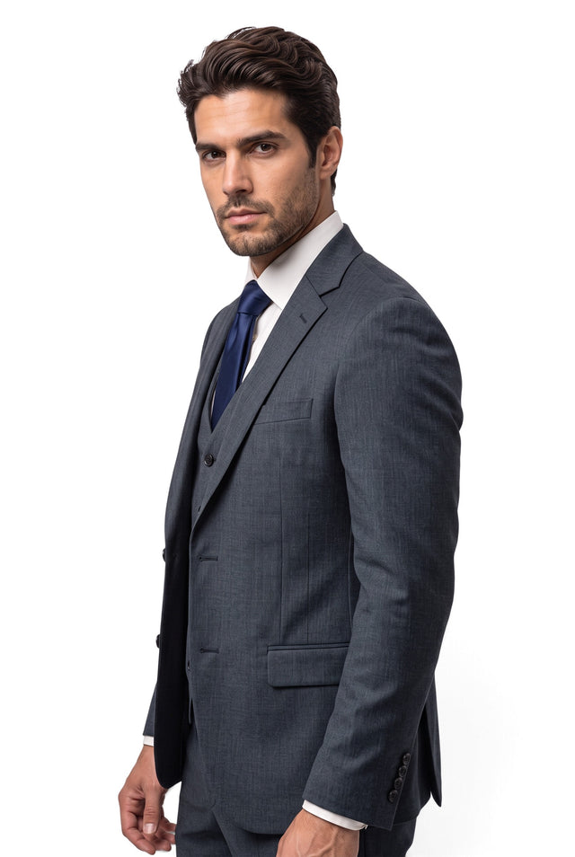 Vitarelli gray wool blend 3-piece suit, style 314433