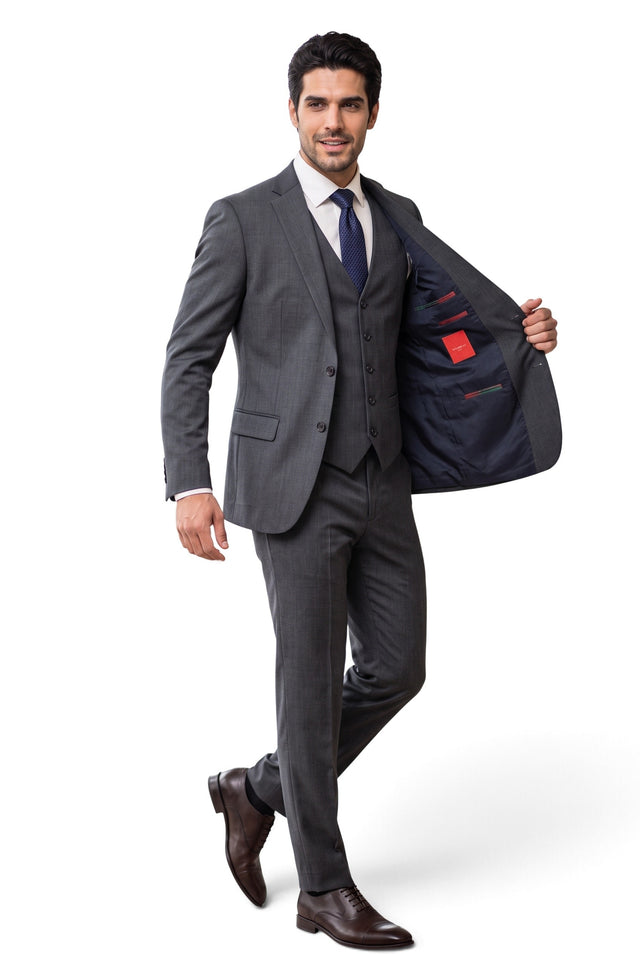 Vitarelli gray wool blend 3-piece suit, style 314433