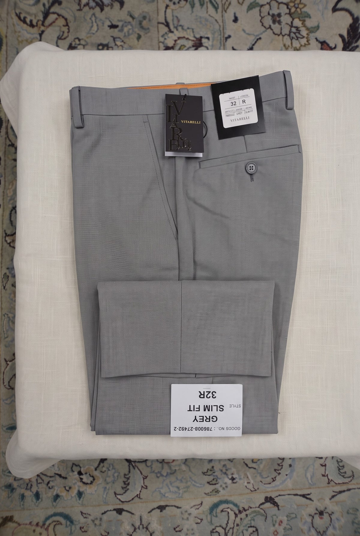 Vitarelli euro fit dress slacks in gray, style 27492