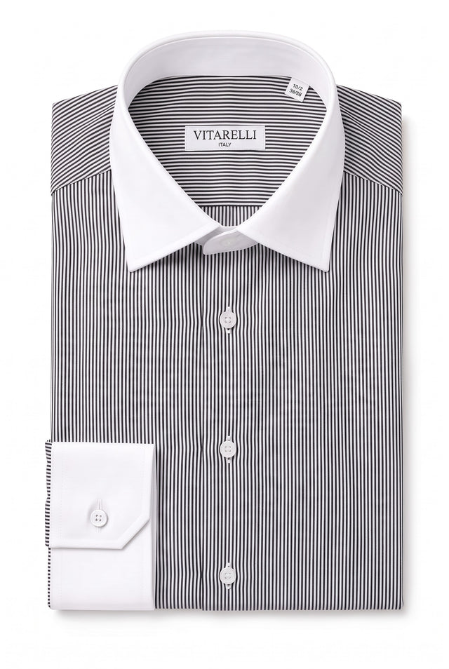 Vitarelli striped cotton dress shirt, slim fit