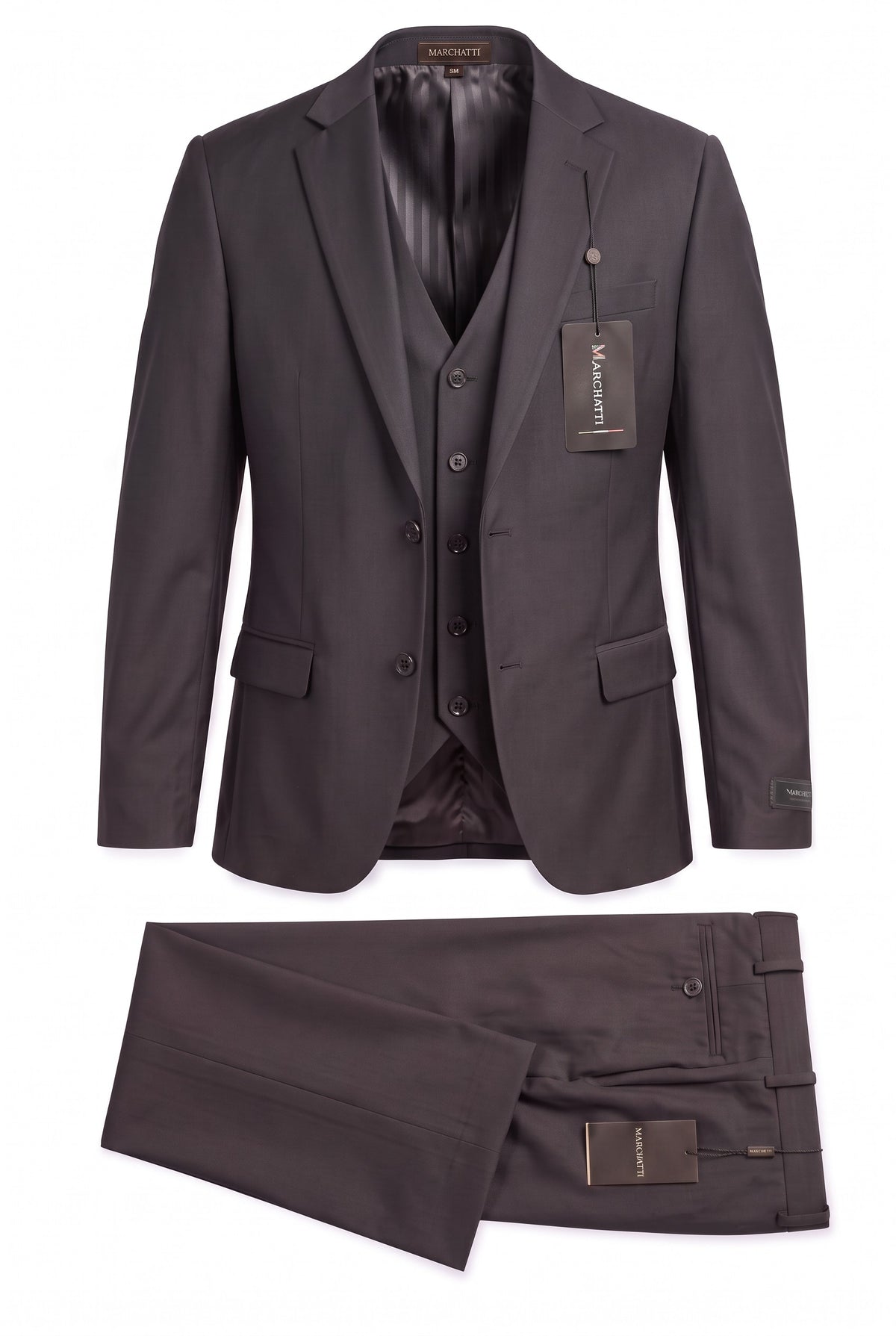 Vitarelli solid 3-piece suit with vest, style 220