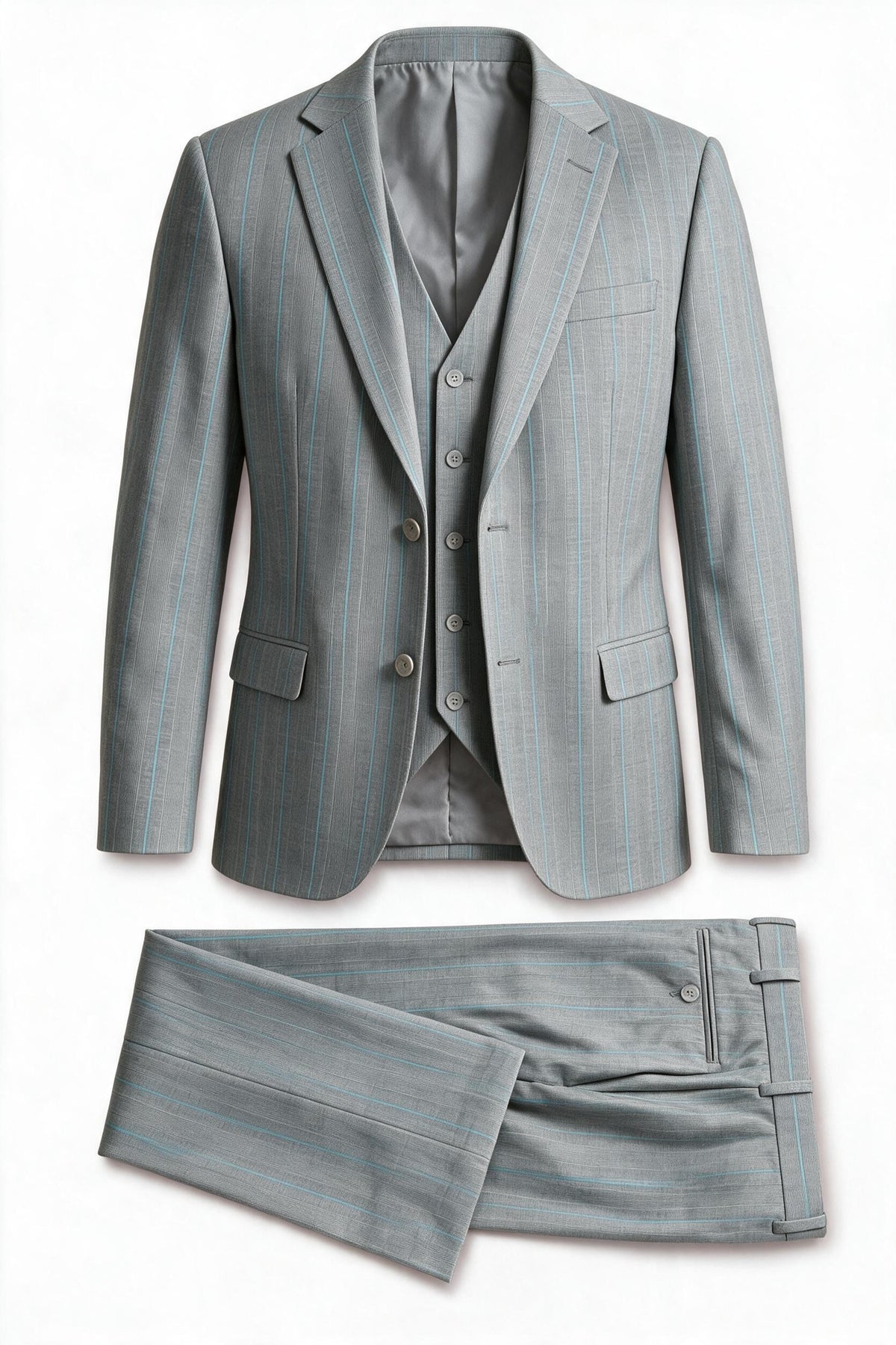 Vitarelli 3-Piece Slim Fit Notch Lapel Suit – Gray (801590)