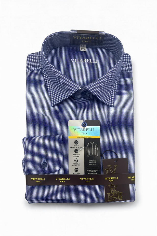 Vitarelli 4-way stretch knit dress shirt, slim fit