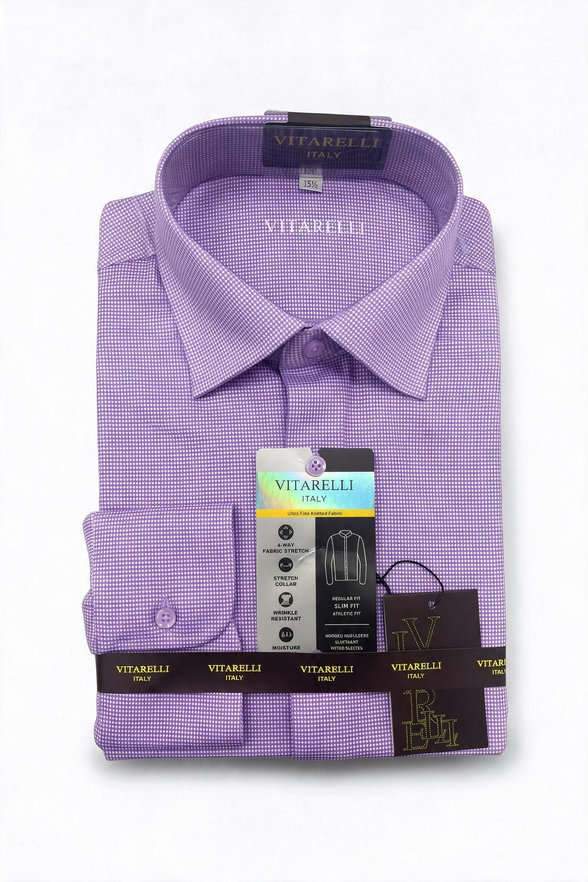 Vitarelli 4-way stretch knit dress shirt, slim fit