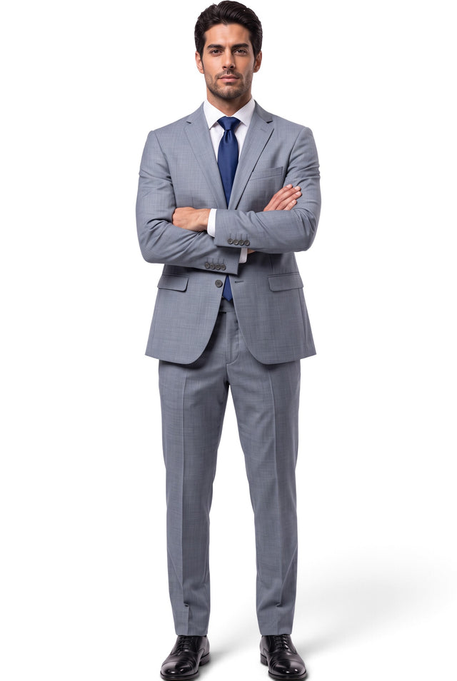 Vitarelli gray wool blend euro fit suit, style 91130
