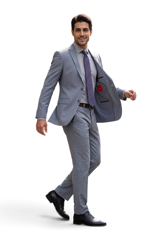 Vitarelli gray wool blend euro fit suit, style 91130