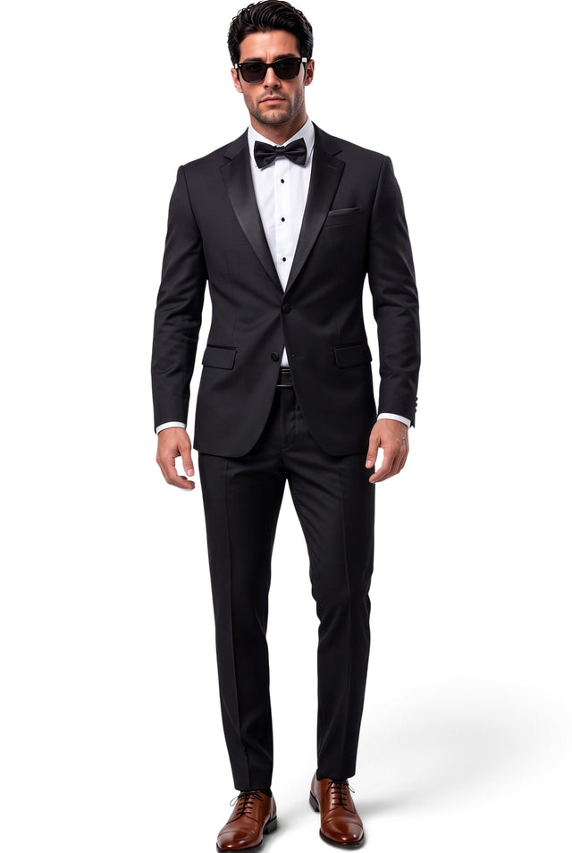 Fusion black notch lapel tuxedo, style HT01BLKSB2TN