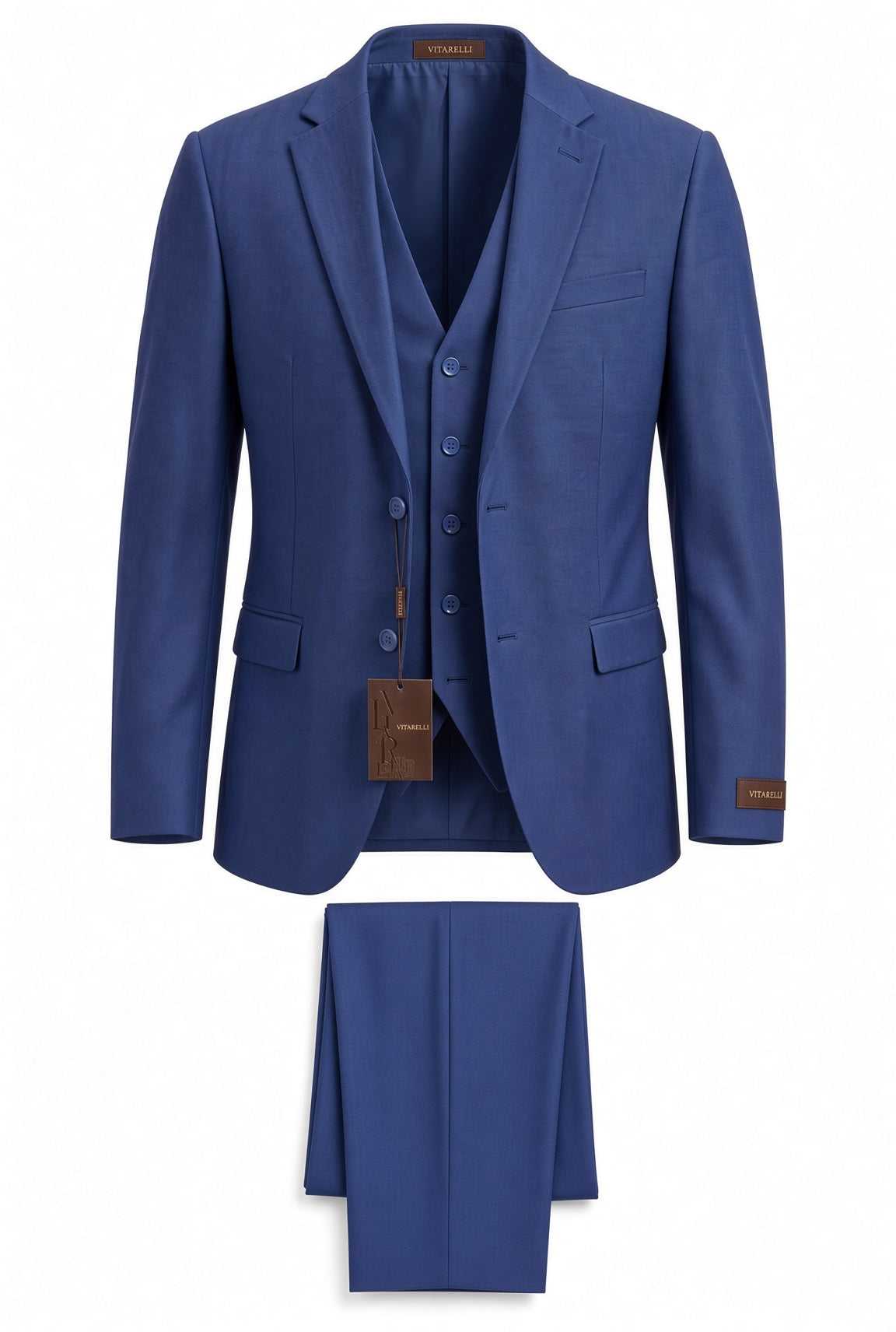 Vitarelli Single-Breasted Notch Lapel 3-Piece Suit – Blue (6591)