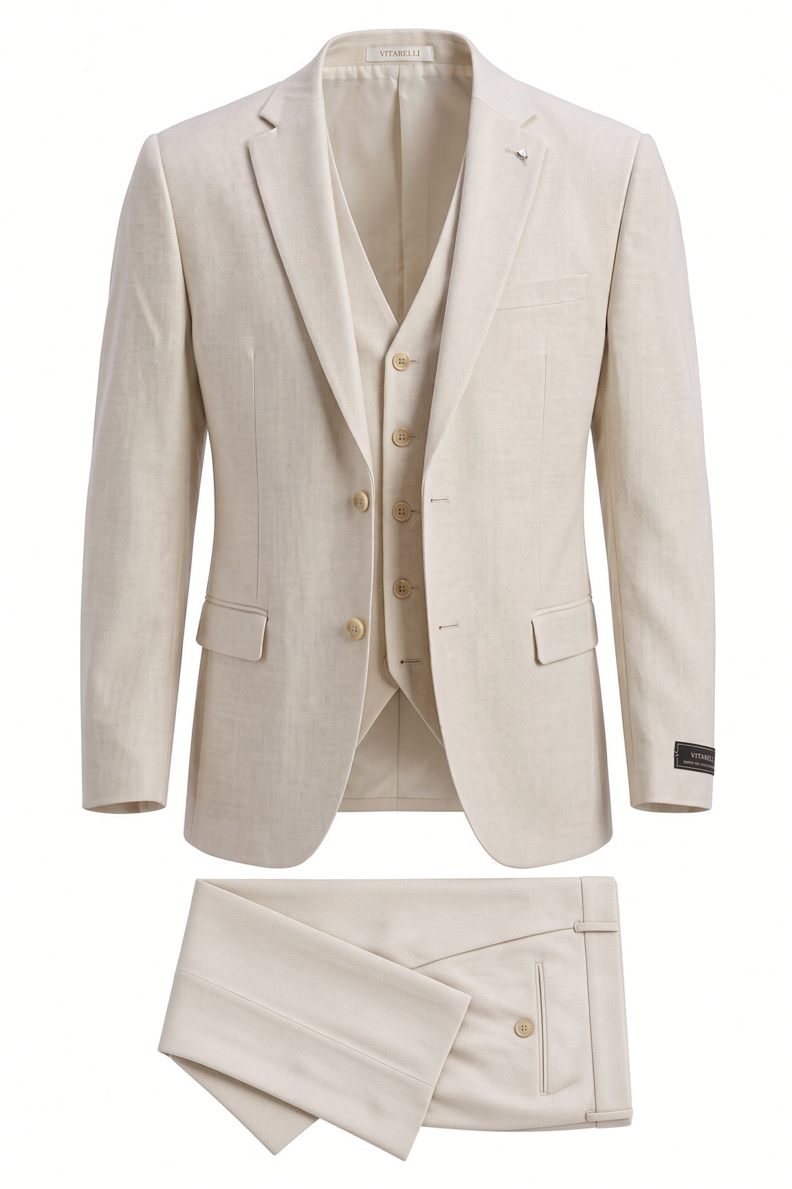 Vitarelli tan 3-piece Balencia fit suit, style 1525