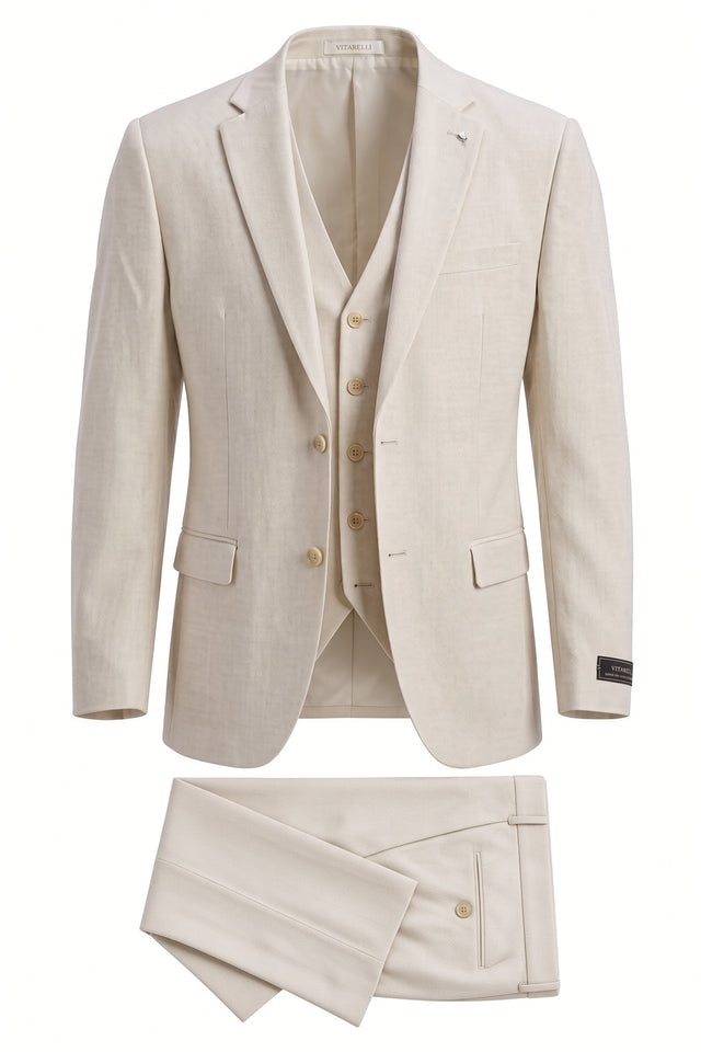 Vitarelli tan 3-piece Balencia fit suit, style 1525