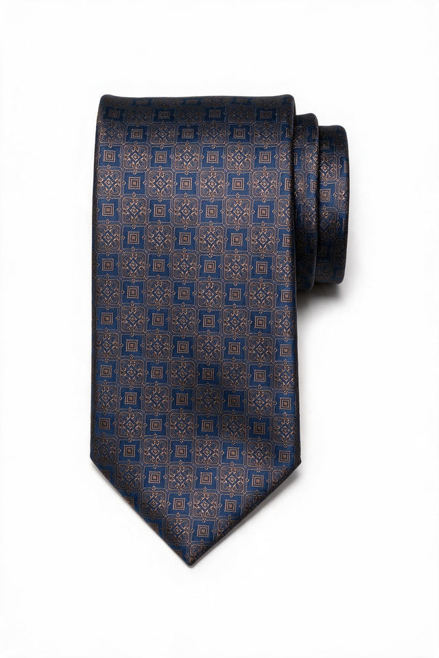 Premium Vitarelli 8cm patterned tie with pocket square