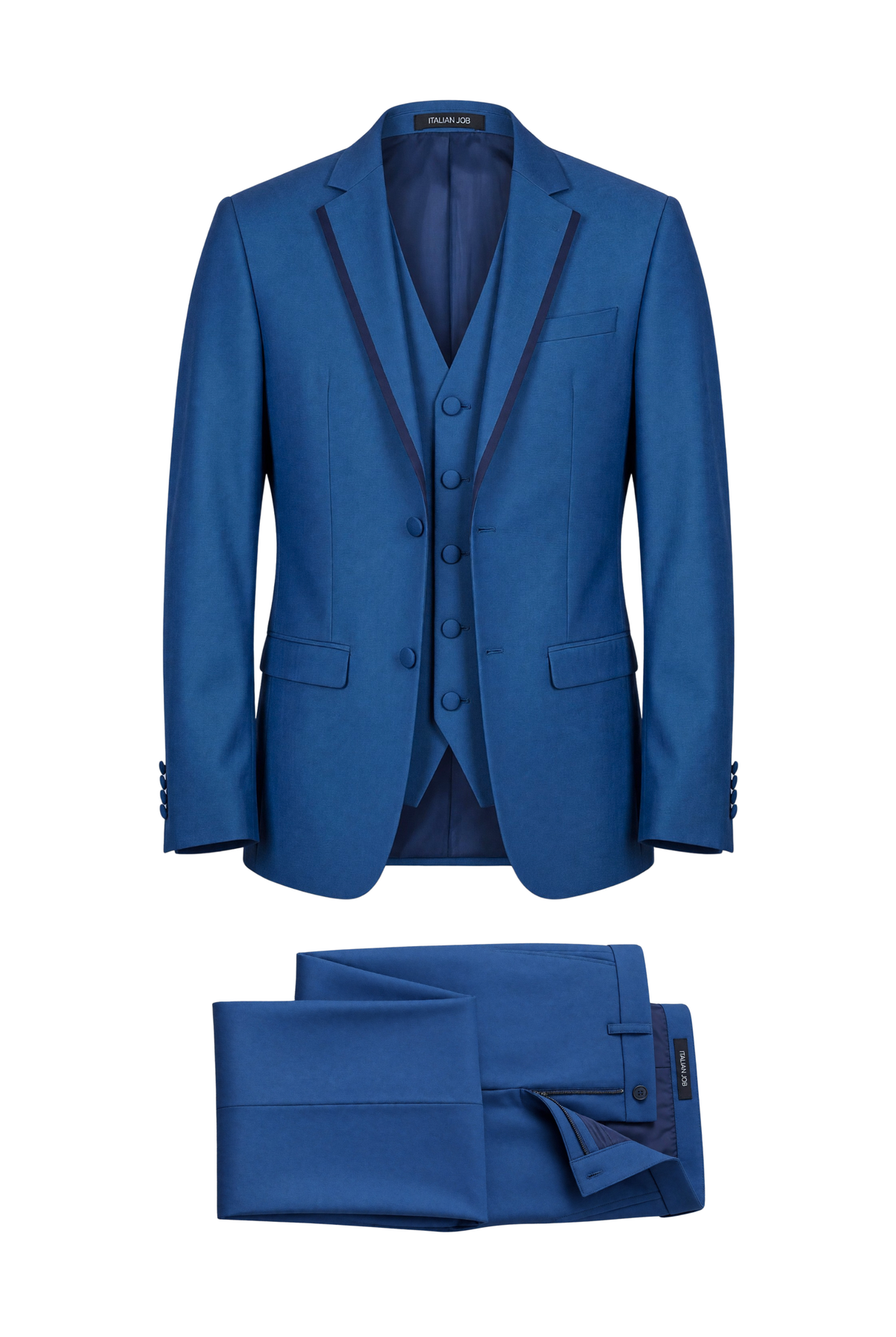 Italian Job blue 3-piece suit with trim, style 1541