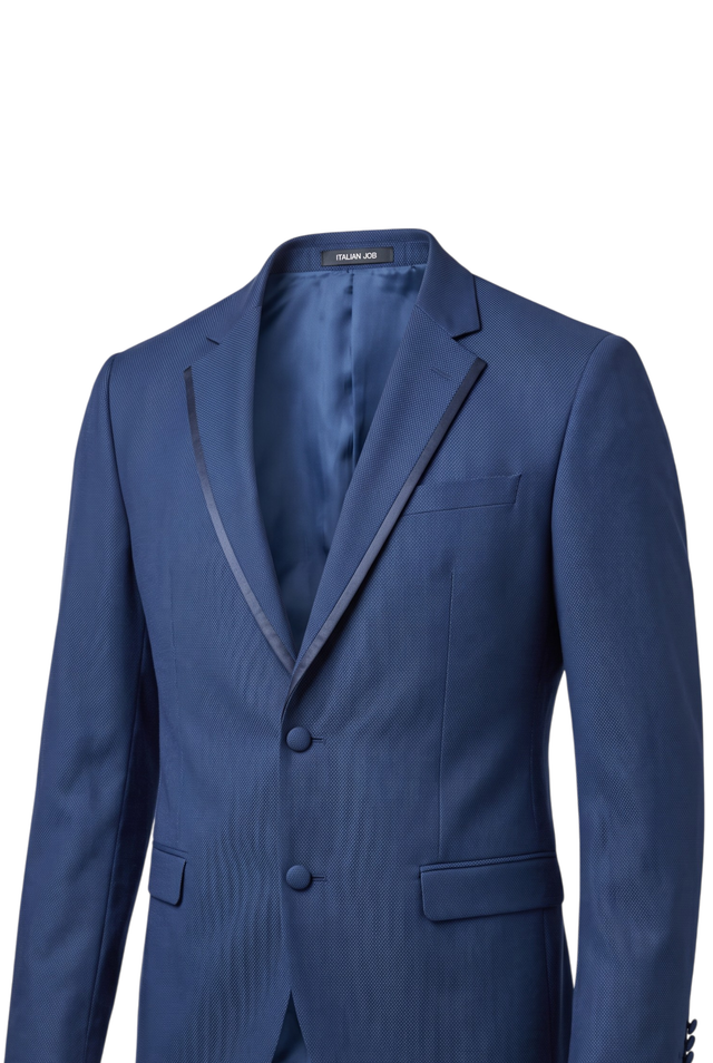 Italian Job 3-piece tuxedo with trim in blue, style 1559
