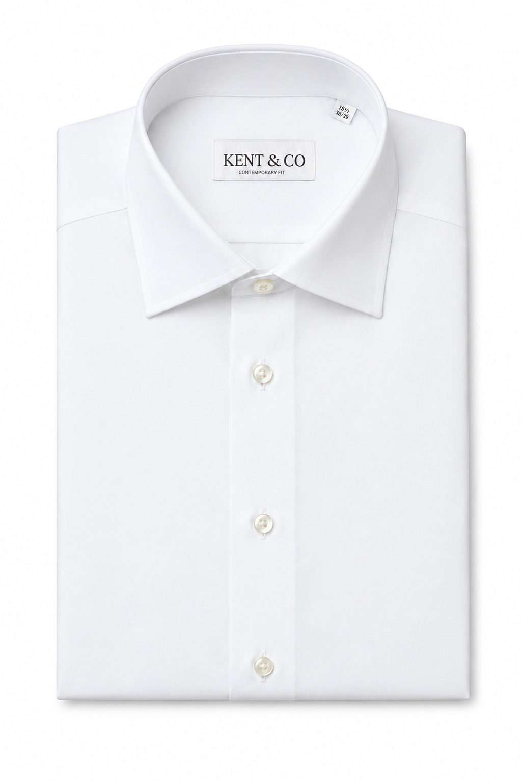 Kent & Co 100s cotton dress shirt in white, contemporary fit