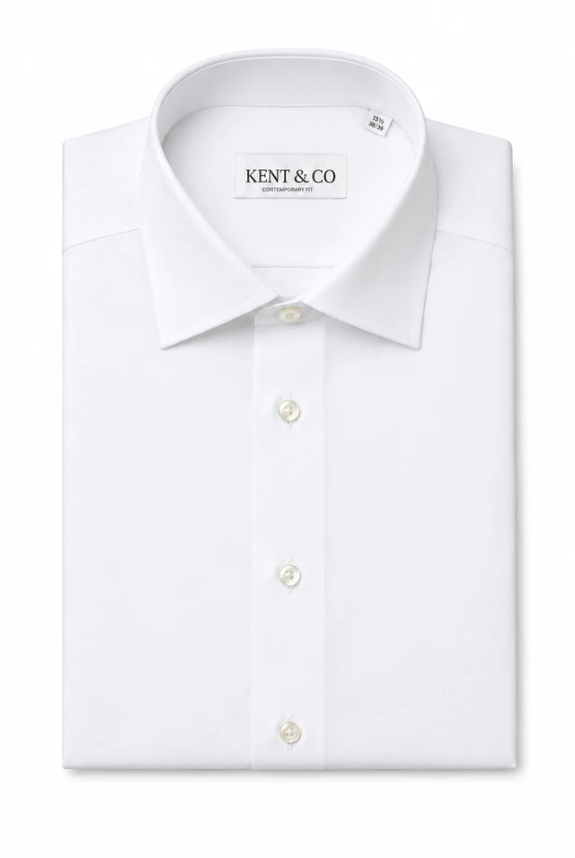 Kent & Co 200s cotton dress shirt in white, contemporary fit