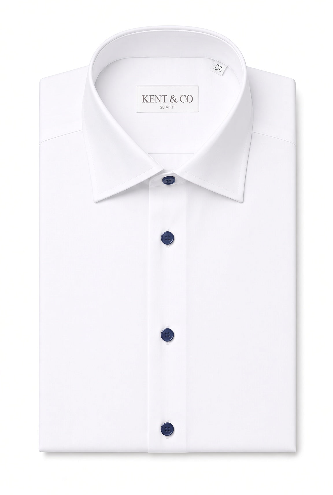 Kent & Co 200-ply cotton dress shirt with blue buttons