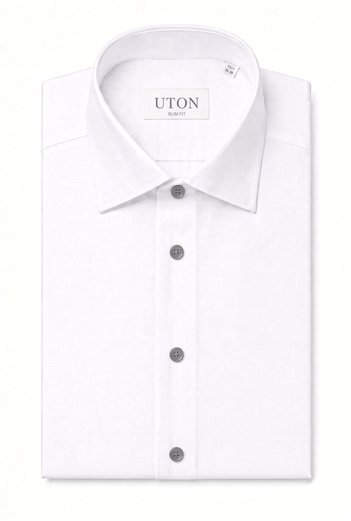 Kent & Co 200-ply cotton dress shirt with gray buttons