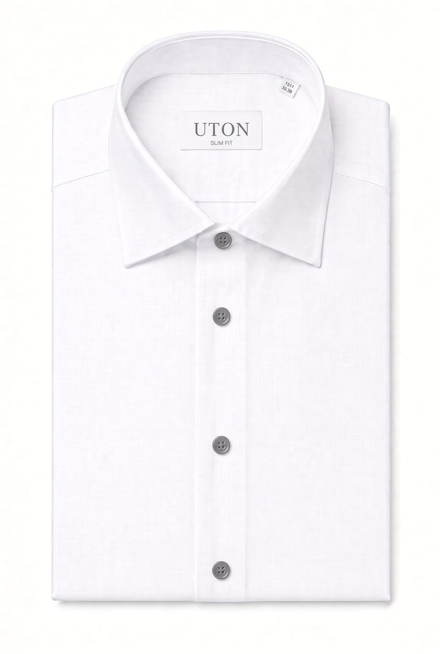Kent & Co 200-ply cotton dress shirt with gray buttons