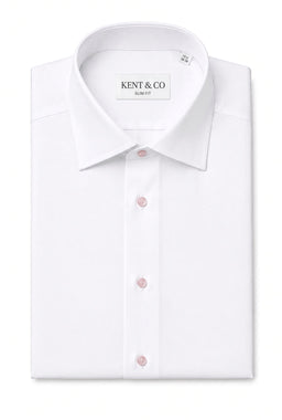 Kent & Co Wrinkle-Free 200 PLY Cotton Dress Shirt with Gift Box – Available in Multiple Button Colors