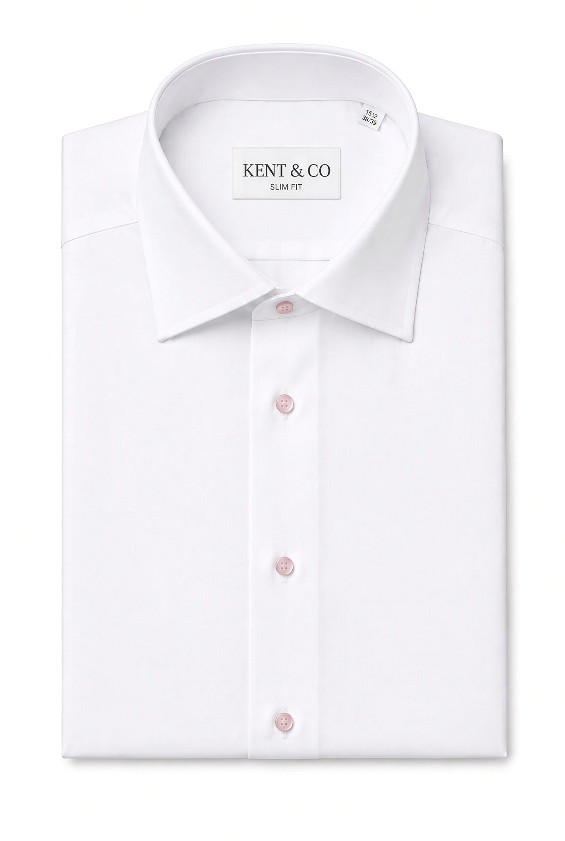 Kent & Co 200-ply cotton dress shirt with pink buttons