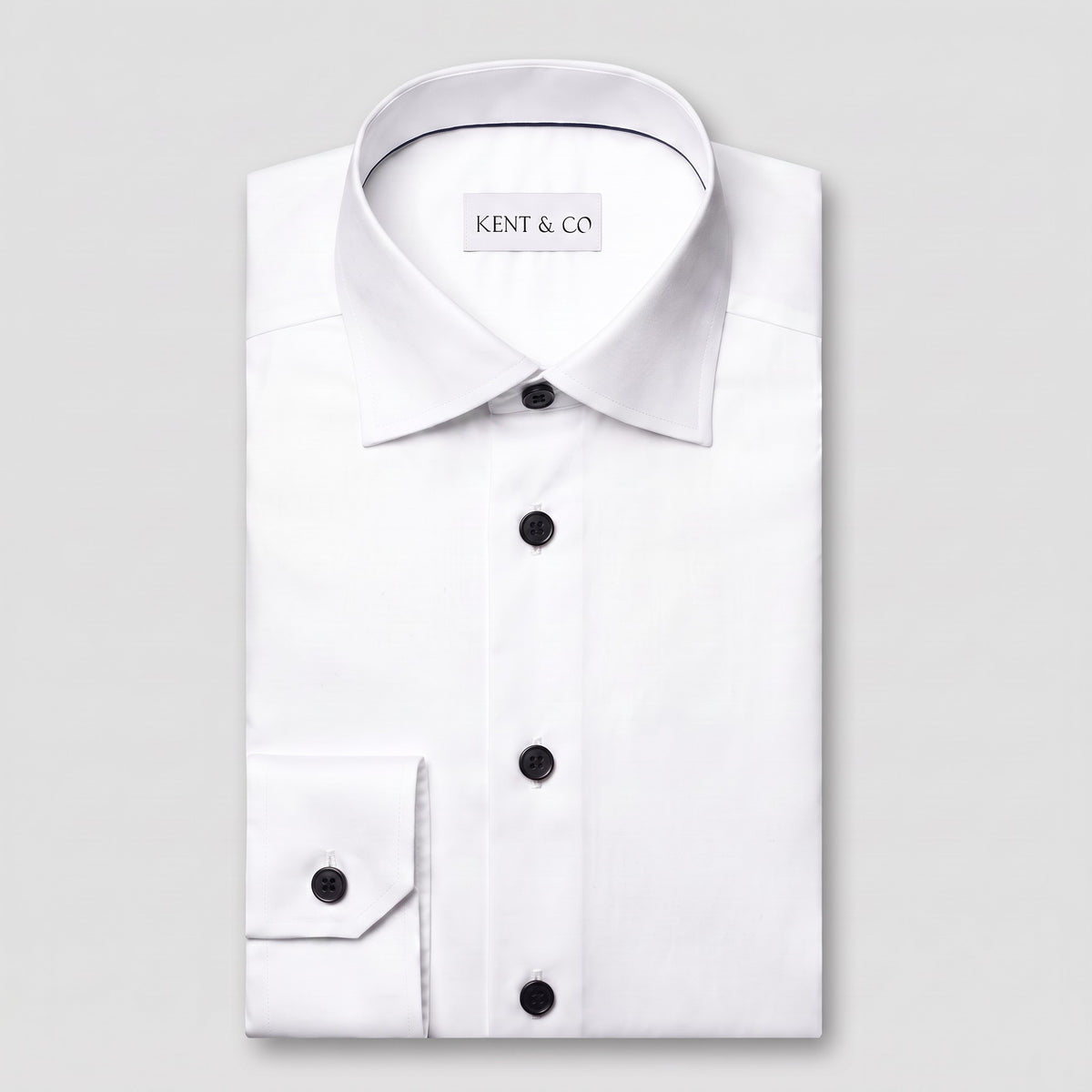 Kent & Co Elite white dress shirt with black buttons