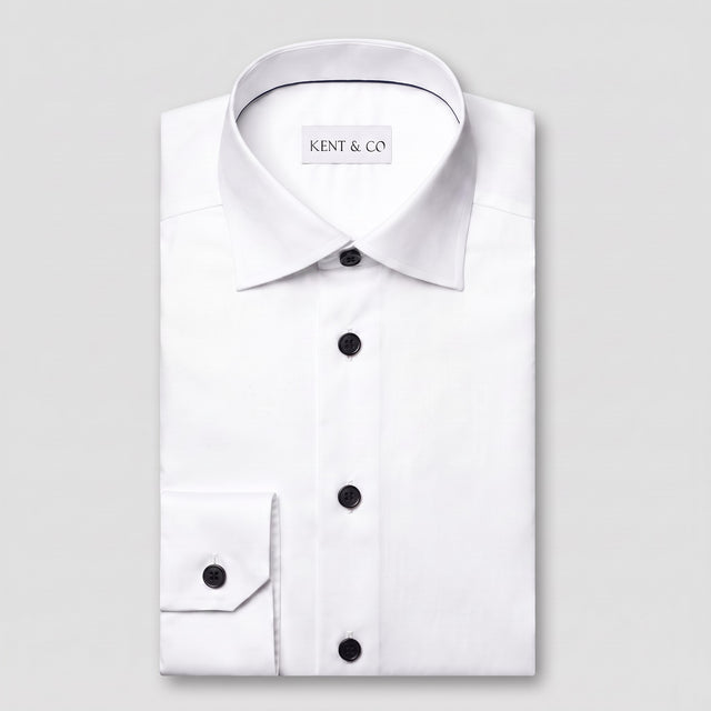 Kent & Co Elite white dress shirt with black buttons