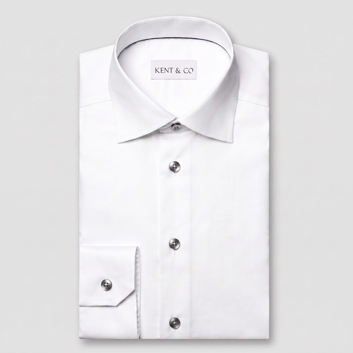Kent & Co Elite white dress shirt with metallic buttons
