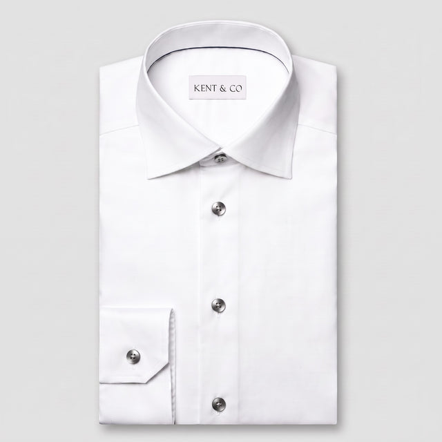 Kent & Co Elite white dress shirt with metallic buttons